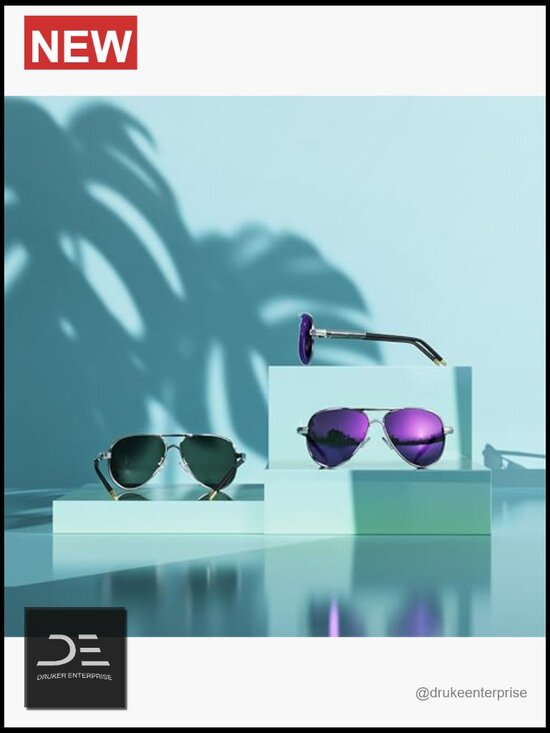 Polarized Aviator Sunglasses UV400 Metal Frame Flat Top  display picture 1